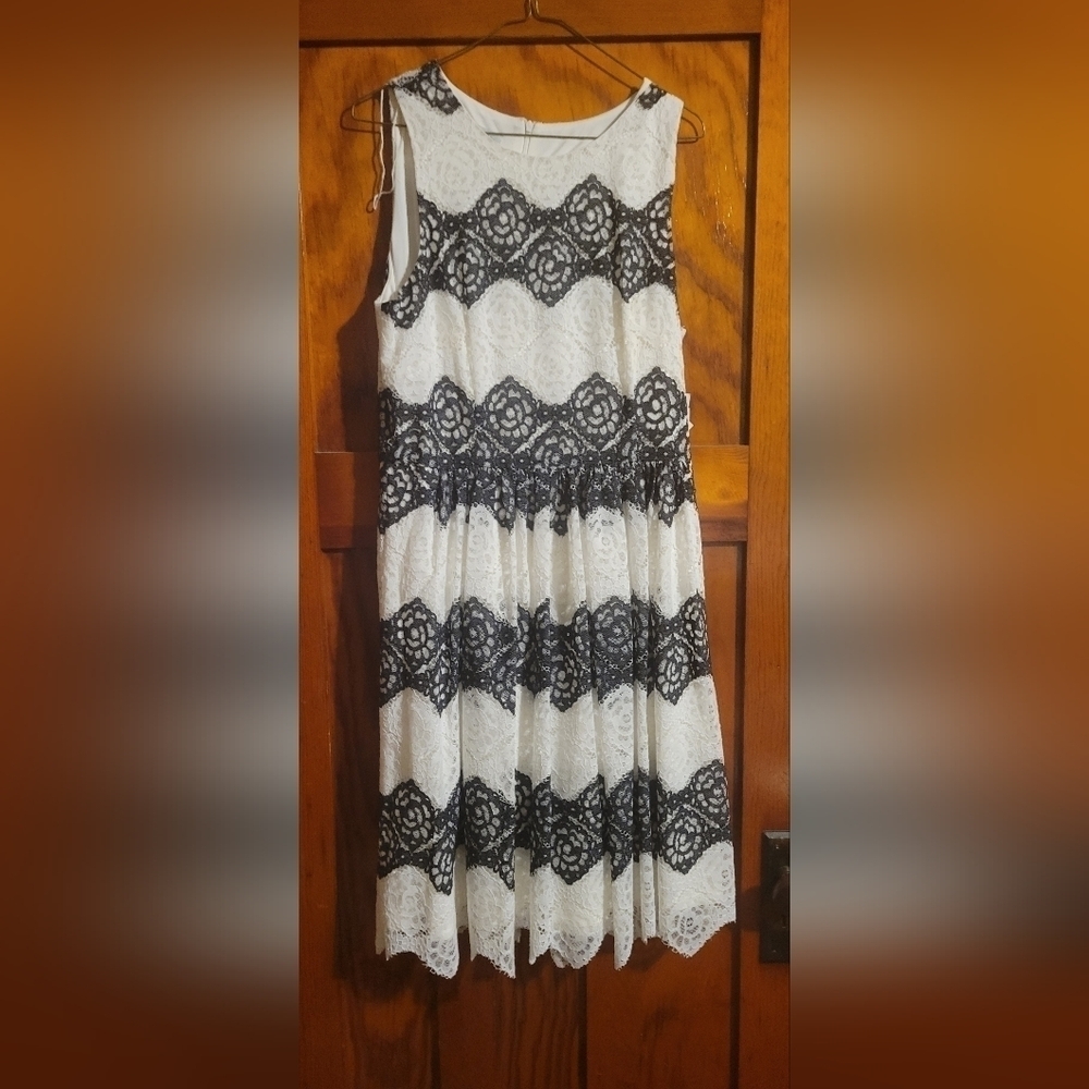 NWT London Times black and white lace cocktail dress,  SZ 12